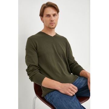 GAP pulover de bumbac barbati, culoarea verde, light