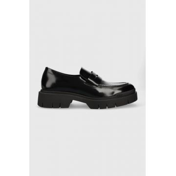 HUGO mocasini de piele Denzel barbati, culoarea negru
