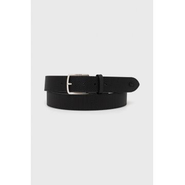 Lacoste curea de piele barbati, culoarea negru