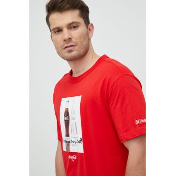 Puma tricou Puma X Coca Cola barbati, culoarea rosu, cu imprimeu