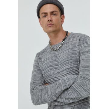 Solid pulover barbati, culoarea gri,