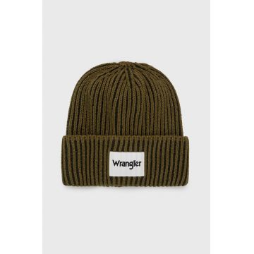 Wrangler caciula culoarea verde, din tricot gros Wrangler caciula culoarea verde, din tricot gros