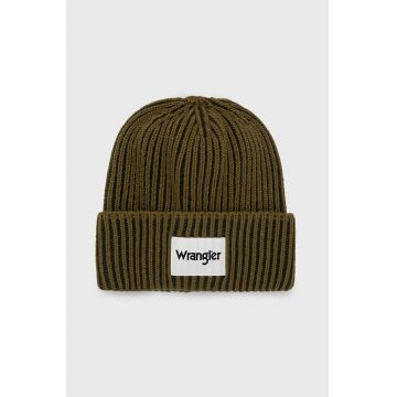 Wrangler caciula culoarea verde, din tricot gros