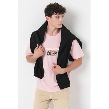 Tricou cu imprimeu logo - Roz pastel/Portocaliu stins/Alb optic