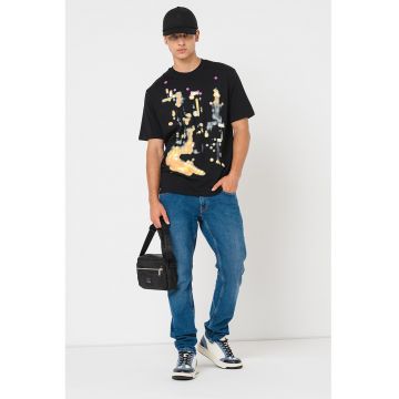Tricou de bumbac cu imprimeu abstract