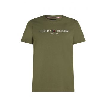 Tricou slim fit cu decolteu la baza gatului