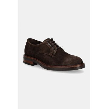 Hackett London pantofi de piele intoarsa EGMONT VELVET barbati, culoarea maro, HMS21408 Hackett London pantofi de piele intoarsa EGMONT VELVET barbati, culoarea maro, HMS21408