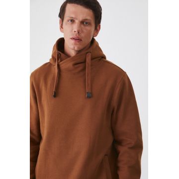 Medicine bluza barbati, culoarea maro, cu glugă, neted