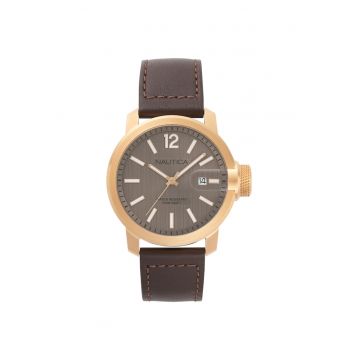 Ceas  NAPSYD005 Waterproof Curea Piele Gold-Brown