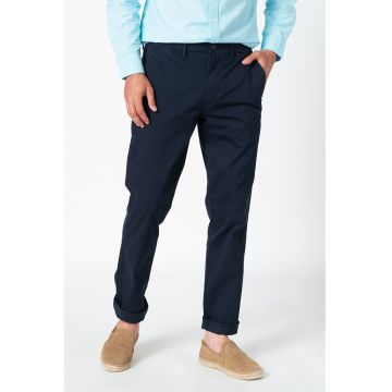 Pantaloni chino slim fit cu talie medie - Bleumarin