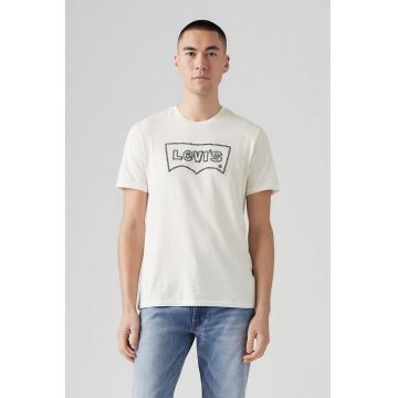 Tricou din bumbac cu decolteu la baza gatului