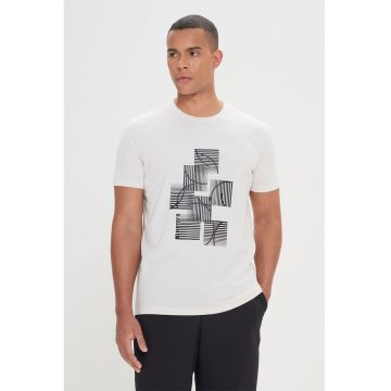 Tricou de bumbac cu imprimeu - Alb/Negru