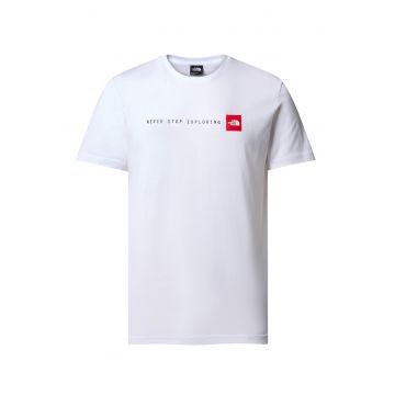 Tricou cu imprimeu logo Never Stop Exploring - Alb