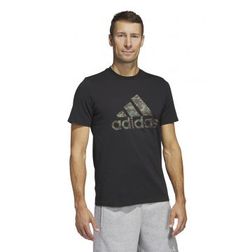 Tricou din bumbac cu imprimeu logo - Negru