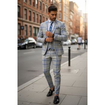 Costum barbati slim fit (PANTALONI + VESTA)  5379 i15-4.2