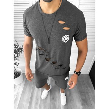 Compleu barbati tricou+pantaloni gri inchis 12775 O2-6.1