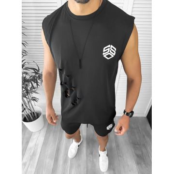 Compleu barbati tricou+pantaloni negru 12778