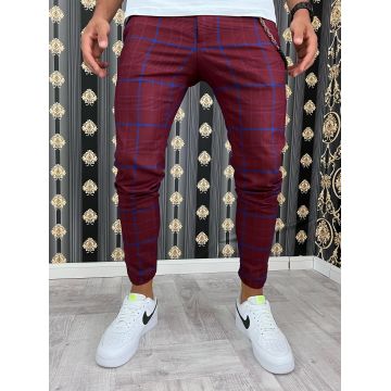 Pantaloni barbati eleganti grena in carouri 12114 P18-4.1