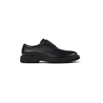 Pantofi derby de piele cu sireturi - Negru