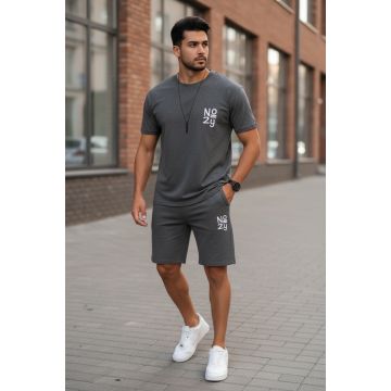 Trening barbati gri inchis pantaloni + tricou 10590 115-1