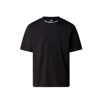 Tricou de bumbac cu decolteu la baza gatului