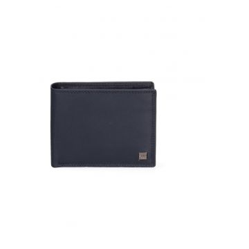 Portofel din piele cu buzunar pentru monede - Albastru inchis