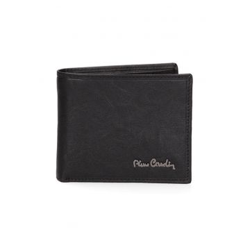 Portofel din piele cu logo metalic 168331 - Negru