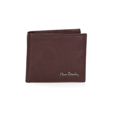 Portofel din piele cu logo metalic 168331 - Maro cognac