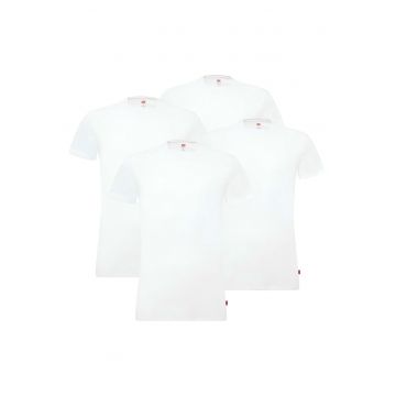 Set de tricouri cu decolteu la baza gatului - 4 perechi - Alb
