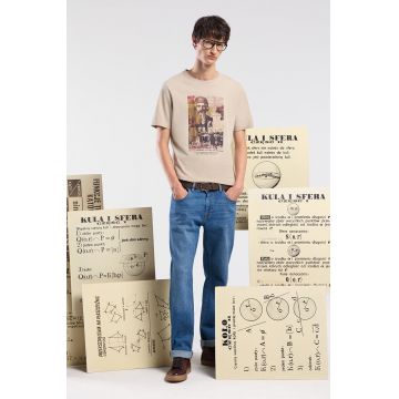 Medicine tricou din bumbac barbati, culoarea bej, cu imprimeu