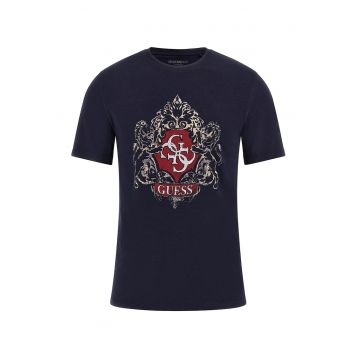 Tricou din amestec de modal cu imprimeu logo - Rosu/Negru stins