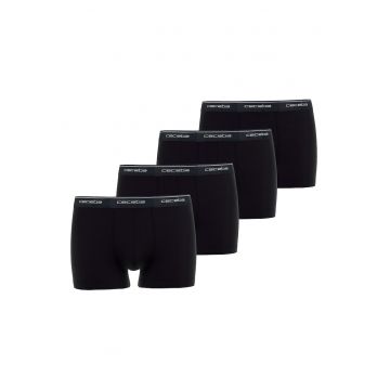 Set de boxeri cu banda logo in talie - 4 perechi - Negru
