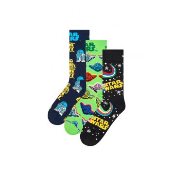 Set de sosete lungi cu imprimeu - 3 perechi - Negru/Verde lime/Bleumarin