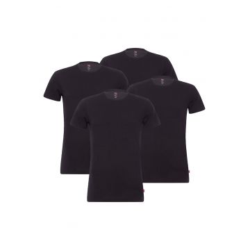 Set de tricouri cu decolteu la baza gatului - 4 perechi - Negru