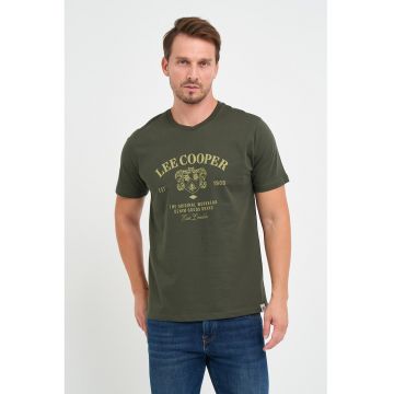 Tricou barbat cu maneca scurta si imprimeu logo grafic -  Gri