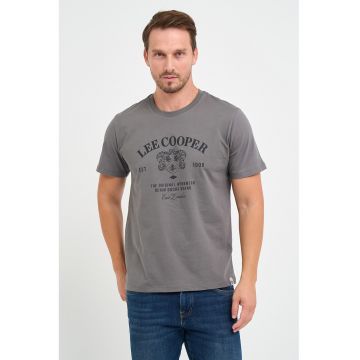 Tricou barbat cu maneca scurta si imprimeu logo grafic -  Gri