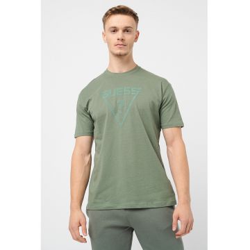 Tricou din bumbac cu decolteu la baza gatului pentru fitness