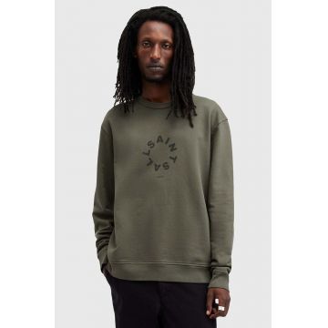 AllSaints hanorac de bumbac TIERRA CREW barbati, culoarea verde, cu imprimeu, M035NB