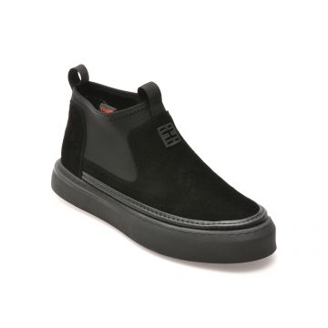 Ghete casual GRYXX negre, ES719, din material textil si piele intorasa
