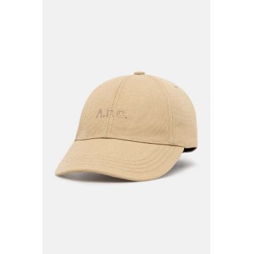 A.P.C. șapcă de baseball din bumbac culoarea maro, neted