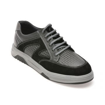 Pantofi casual OTTER negri, 1374, din piele naturala