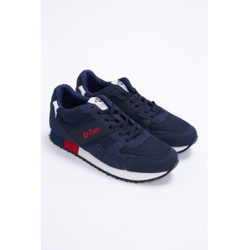Pantofi sport din piele intoarsa sintetica si material textil cu logo