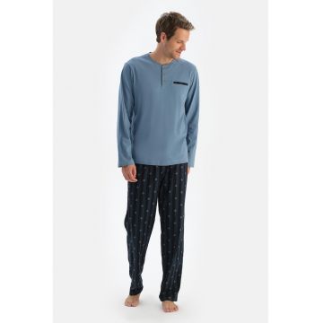 Pijama din amestec de bumbac cu pantaloni lungi