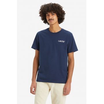 Tricou din bumbac cu decolteu la baza gatului
