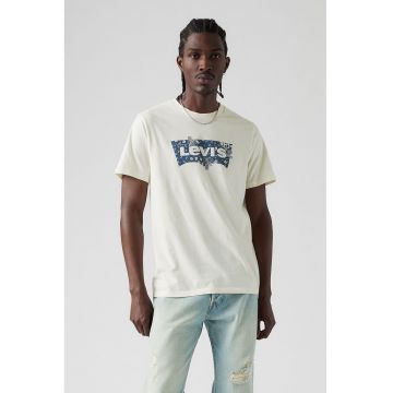 Tricou din bumbac cu decolteu la baza gatului