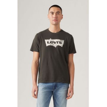 Tricou din bumbac cu decolteu la baza gatului