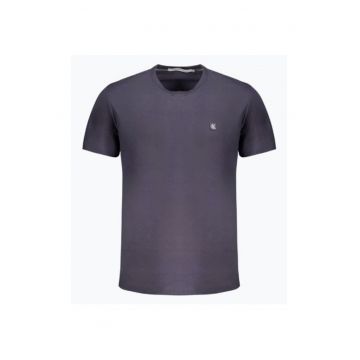 Tricou barbati din bumbac cu decolteu la baza gatului - J30J325268 - Bleumarin inchis