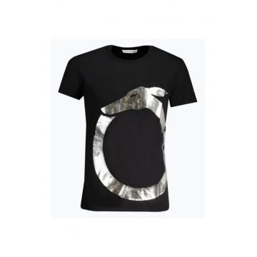 Tricou barbati din bumbac cu logo si croiala Regular fit - TRU2MTS01 - Negru
