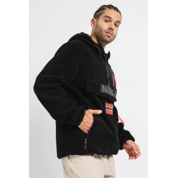 Hanorac din material teddy cu logo Terifique - Negru