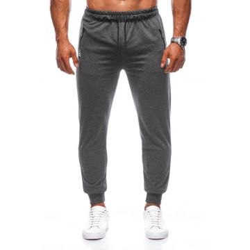 Pantaloni de trening din amestec de bumbac cu buzunare cu fermoar